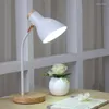 Lampes de table nordique E27 lampe pour chambre décoration bois lampbase réglable fer abat-jour Protection des yeux Led bureau Bedisde