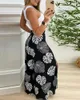 Dwuczęściowe spodnie damskie Summer Kobiety wycinane zbiornik upraw Top Tropical Print Slit szeroko nogi zestaw 2023 Femme Casual Piece szata ulica