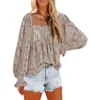 Dames Blouses Dames Bloemen Losse Shirts Vierkante Hals Lange Mouwen Trui Tops Blusa Feminina Casual Blouse Blusas Para Mujer