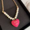 Designer sieraden ketting High Edition 23p Lente/zomer Nieuw Parel Perzik Hart Gradiënt Ketting Dames Roze Dubbelzijdig