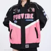 Kurtki damskie Blue Pink Fashion Sweet Women Bomber Jackets Y2K Ogabersa płaszcz grube zamek błyskawiczne kurtki uniwerek luźne ubrania retro 230721