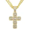 Hip Hop Rapper Men Shiny Diamond Pendant Gold Necklace Iced Out Cross Crucifix Pendant Micro-Instam Full Zircon Jewelry Night Club Punk 50cm Cuban Chain 1544