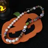 Chains Fashion Real Pearl Spider Pumkin Gost Costume Necklace For Woman And Girl Halloween Party