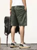 Mens shorts Summer Casual Men Stretch Cotton Drawstring Solid Workwear Straight Cargo Man Loose Bermuda Short Pants 230721