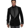 Velvet Groom Tuxedos Black Men Wedding Tuxedos Double-Breasted Popular Men Blazer Party SuitカスタムMadejacketPants3340