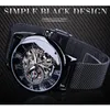 ForSining Retro Fashion Design Skeleton Sport Mechanical Watch Luminous Hands Transparent Mesh Armband för män Top Brand Luxury273T