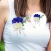 Dekorativa blommor konstgjorda bröllopsdekoration brudkorsar par boutonniere klänningstillbehör