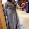 Dubai Kaftan Abaya Abiti da sera Plus Size Perline di cristallo Maniche lunghe Abiti formali Piano Lunghezza Prom Dress Vestido de festa260O