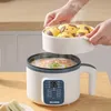 Hot Pot électrique intelligent, mini cuiseur à ramen avec protection contre la surchauffe, protection contre l'ébullition à sec, 6 modes 1,7 L Mini cuiseur électrique antiadhésif avec double vapeur