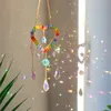 Garden Decorations Chakra Glass Crystal Suncatcher Hanging Moon Catcher Pendants Wind Chimes Rainbow Prism Drop Pendant Garden Home Decor Christmas 230721