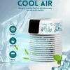 1 ventilador de refrigeración por agua, ventilador de aire, aire acondicionado portátil, humidificador, purificador 4 en 1 enfriador evaporativo con 3 velocidades, mini ventilador de escritorio de refrigeración USB AC para dormitorio