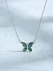 2023 European and American retro S925 sterling silver new Teal butterfly necklace temperament senior necklace female