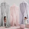 Pure Color Simple Design Kid Baby Bed Canopy Bedcover Myggnät Högkvalitativ bomullsbädd Rundtält Hushåll252m