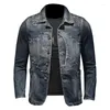 Men's Jackets Spring Vintage Set Denim Jacket Patch Slim Fit Fashion Street Dress Solid Color Versatile Coat