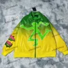 Xinxinbuy 남자 디자이너 재킷 코트 23ss 패널 가죽 패브릭 타월 자수 긴 슬리브 면화 여자 검은 녹색 s-l