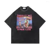 Men's T Shirts Printed Washing Material Hip Hop Tshirt Men Women Summer Oversized Cotton Tee High Street T-shirt Unisex Clothing