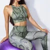 Active Sets European And American Snake Print Yoga Set Women's Breathable Elastic Sports Bra High Waist Tight Leggings Fitness Clothes