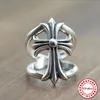 S925 Sterling Silver Men's Ring Personlig Punk Style Fashion Nightclub Par Jewelry Hollow Cross Shape Skicka en gåva av LO2442