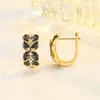 Dangle Boucles D'oreilles De Luxe Femme Noir Papillon Jaune Or Couleur Clip Fleur Vintage De Mariage Pour Les Femmes