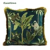 ESSIE HOME plantes tropicales feuilles de palmier motif Animal singe impression numérique velours housse de coussin taie d'oreiller avec gland doré3218