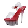 Sandaler Steel Tube Dancing High Heel Shoes Female Night Club Trendy Jelly Stilettos Womens Plussize