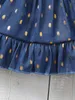 Girl Dresses 3-24Months Infant Baby Golden Dot Slip Blue Dress Toddler Summer Fashion Party Princess With Headband 2Pcs Set