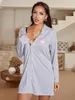 Damska odzież snu FDFKLAK Europejska bawełniana nocna sukienka Kobieta z długim rękawem nocne odzież Ladie's Nightgowns Buttons Cardigan Nightshirt