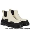 Witte Dames Man BOTTEGA laarzen luxe Tire Lean Leather Chelsea Dames laarsjes Heren Lug platform chunky schoenen lady Knight lage laarzen designer laars 35--45 AAEEEX