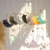 Decorazioni da giardino Metallo Moon Crystal Light Catcher Gioielli appesi Arcobaleno Prisma Wind Chime Crystal Sun Catcher Finestra Decorazione da giardino per esterni 230721