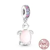 925 Argent Fit Pandora CharmPink Original Amour Verre Coeur Forme Charmes De Mode Ensemble Pendentif DIY Fine Perles Bijoux, Un Cadeau Spécial pour Les Femmes