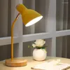 Lampes de table nordique E27 lampe pour chambre décoration bois lampbase réglable fer abat-jour Protection des yeux Led bureau Bedisde