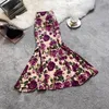 Skirts Tinomiswa Floral Printed Vintage Women High Waist Slim Fit Bodycon Jupe Femme Temperament Elegant Trumpet Faldas Mujer