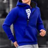 LOGO European and American Sweatshirts trend plush pullover Men's Hoodies side zipper hoodie