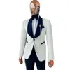 Real Po Ivory Paisley Groom Tuxedos sjal krage män party affärsdräkter prom blazer klänning anpassar w1499283b
