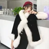 Women's Fur 2023 Genuine Imitation Mink Cashmere Winter Parka Fashion Cape Shawl Thick Casual Warm Coat