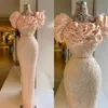 Elegant Sheath Evening Dresses Lace Appliques High Neck Ruffle Cap Sleeve Prom Gowns vestido de novia CG001273c