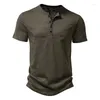 Magliette da uomo Mens Distressed Henley Vintage Camicia a maniche corte Uomo Casual Button Down Washed T-Shirt Tee Homme XXL