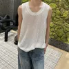 Heren T-shirts Zomer Hollow Out Mesh Gebreide Mouwloze Mannen Vest Sport Mode Hip Hop Punk Oversized Paar Tank Zwart Wit Grijs