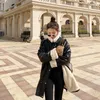 Street Fried de Down Fried Women Handsome Taest Tie Black Liner Rex Fur Locomotive Pu Leather Cotton-Padded Veste Femme