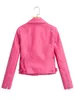 Giacche da donna Marchio di arrivo Inverno Autunno Verde Giacche di pelle da moto Giacca di pelle rosa Cappotto di pelle da donna Giacca in pelle sottile 230721