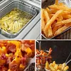 Mini-Siebkorb für Chips, Zwiebelringe, quadratischer Edelstahl-Chip-Fritteusenkorb, Frittierzubehör, Aufbewahrungskörbe235q