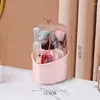 Storage Boxes 360° Rotating Makeup Brush Bucket Portable Dust-proof Cosmetic Box Compartment Desktop Holder Organizers