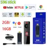 S96 안드로이드 TV 스틱 H313 2GB 16GB 2.4G 5G Wi -Fi Bluetooth 5.0 음성 BT 원격 제어 불 TV 스틱 4K Androidtv 시스템 주식 프랑스 지역.