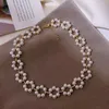 Choker Korean Bohemian Pearl Braided Flowed Naszyjnik dla kobiet trend modowy Prosty świąteczny przyjęcie ślubne ślubne krótkie łańcuch obojczyka