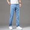 Heren Jeans Klassieke Stijl Zomer Dunne Losse Rechte Business Casual Lichtblauw Stretch Ijs Zijde Broek Denim Broek Mannelijke Merk