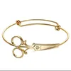 Bracelet cisaille ciseaux empilable ouvert réglable Bracelet en fil extensible pour coiffeur couturière cisaillement manchette