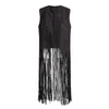 Women's Vests Dance Party Waistcoat Vintage Fringed Suede Vest Open Front Hollow Hole Chic Streetwear With Long Tassels