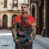 남성용 T 셔츠 고품질 3D 골격 초상화 인쇄 짧은 셔츠 레트로 스트리트 캐주얼 스타일 여름 패션