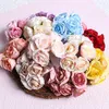 Decorative Flowers 9.2cm 6Pcs Artificial Flower Mini Rose Bouquet For Home Wedding Decoration Handmake Scrapbooking DIY Wreaths Craft Fake