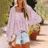 Dames Blouses Dames Bloemen Losse Shirts Vierkante Hals Lange Mouwen Trui Tops Blusa Feminina Casual Blouse Blusas Para Mujer